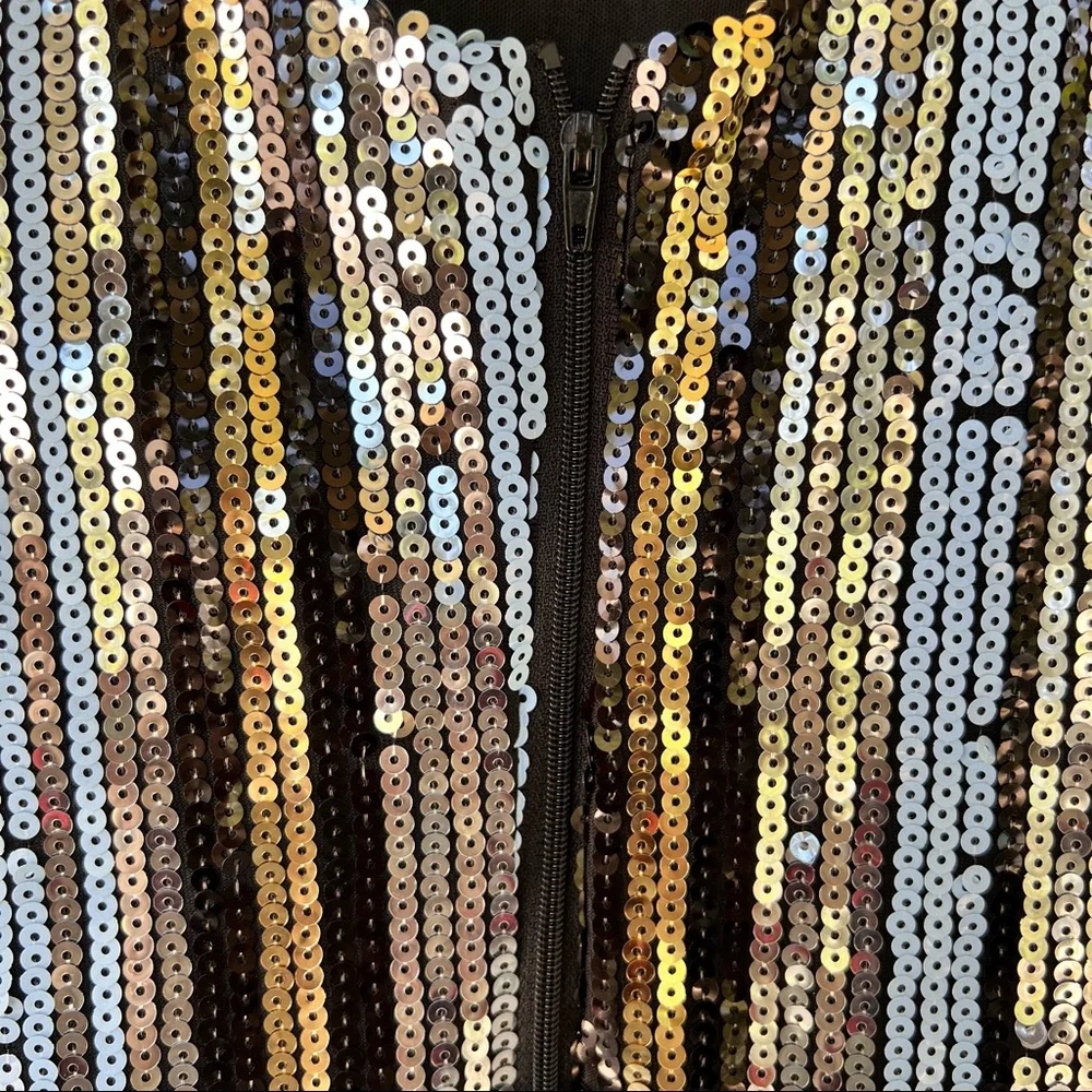 SEQUINED LONG SLEEVE MINI DRESS NWT - Picture 3 of 7